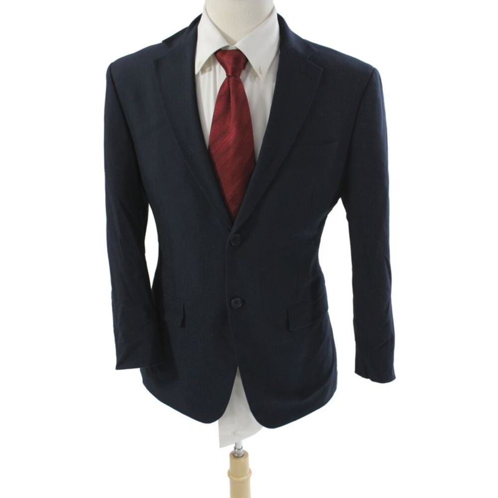 DKNY Mens Blue Blazer Button Closure 68% Polyester Size 38